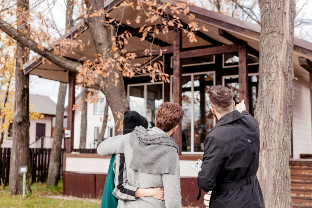 people looking at a home